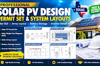 design texas solar pv permit set, solar sld, array layout, battery storage
