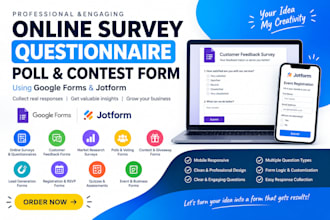 create online survey, questionnaire, polls, contest using google form, jotform