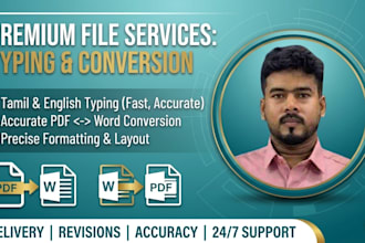 professional tamil and english typing, PDF to word convert