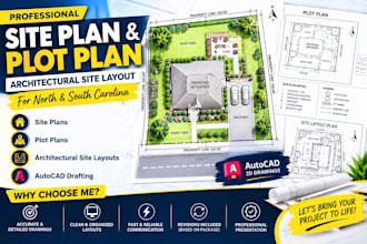 draw site plan, plot plan and architectural site layout in autocad for carolina