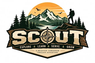 design a professional outdoor, adventure, or exploration scout logo