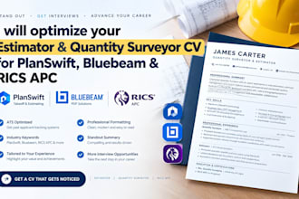 optimize your estimator and quantity surveyor CV for planswift, bluebeam, apc