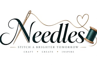 design boutique, handmade, crochet knitting,  sewing, and craft needles logo