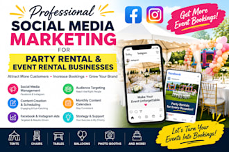 manage social media marketing for party rental and event rental businesses