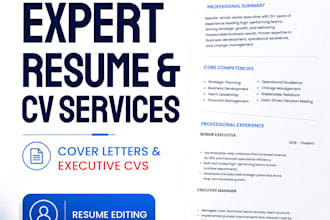 write professional resume, job cover letter, executive cv or resume editing