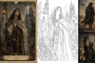 design unique tarot cards, tarot illustration, tarot deck, or oracle cards