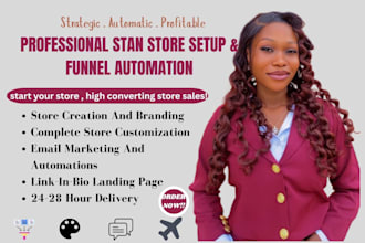 set up stan store, digital products marketing, and email automation