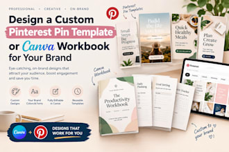 design custom pinterest pin template or canva workbook for your brand