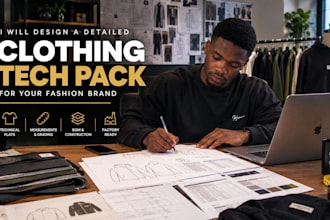 design a professional fashion clothing tech pack