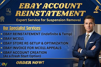 help with ebay and etsy account setup and reinstatement appeals