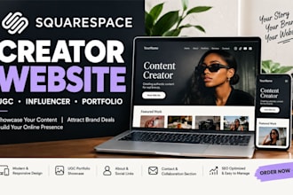 design a squarespace creator website, ugc portfolio, influencer, content creator
