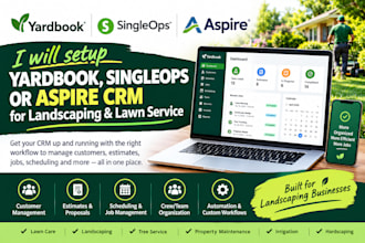 setup yardbook singleops aspire CRM website for landscaping lawn service