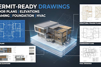 prepare permit ready floor plans elevations framing foundation, hvac drawings