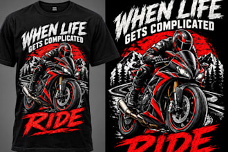 create a custom motorcycle t shirt design, vintage or racing style