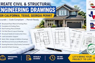create civil structural engineering drawings for california texas georgia permit