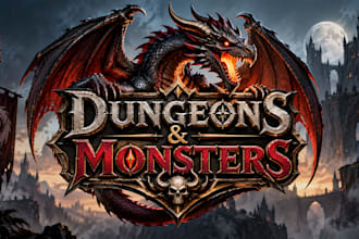 design professional black dragon logo dungeons and monster or illustration