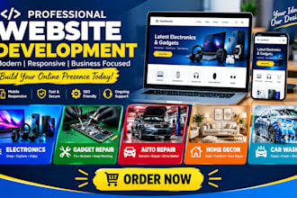 build websites for electronics gadget repair auto repair home decor and car wash