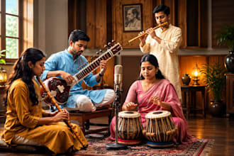 record authentic sitar, tabla, bansuri and indian flute for your song
