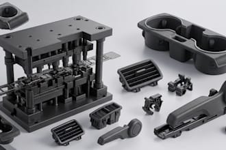 plastic injection molds cad for automotive cup holders, air vents, seat levers