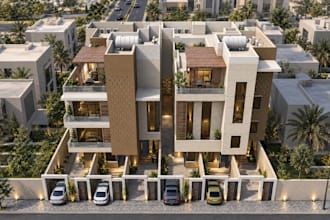 render3d community housing,condo house complex,cgi apartment,luxury villa design