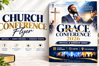 design church conference flyer, revival and guest speaker flyers