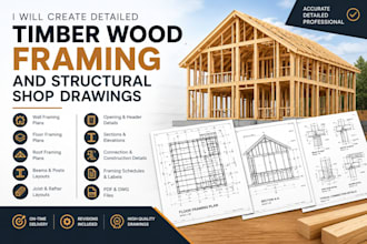 create detailed timber wood framing and structural shop drawings