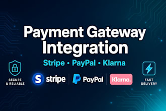 integrate klarna stripe  paypal or any payment gateway on your website