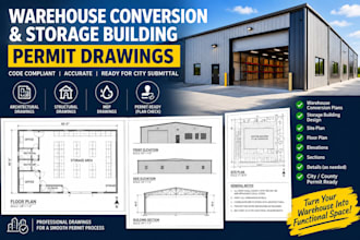 design warehouse conversion and storage building permit drawings