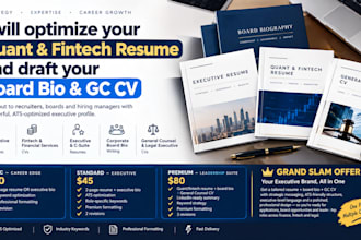optimize your quant and fintech resume and draft board bio gc cv