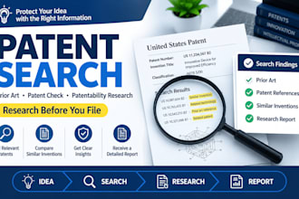 conduct patent search, prior art research and patentability check