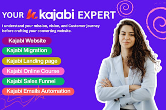 design kajabi website, online course, landing page and sales funnel