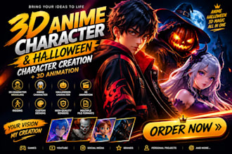create 3d anime halloween characters spooky 3d art animations 3d cartoon design