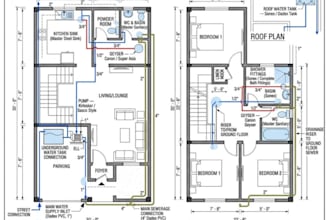 do 2d plumbing drawing, mechanical plan,water supply system,fuel gas,soil piping