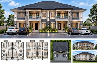 design a professional fourplex floor plan and house plans