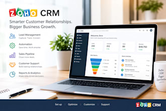 setup and customize zoho one, CRM, books, people, creator and analytics