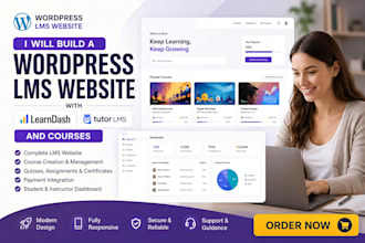build a wordpress lms website with learndash tutor lms and courses