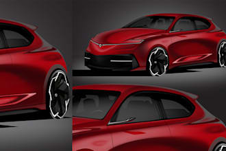 develop and render automotive concepts in photoshop