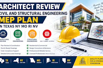 architect review civil and structural engineering mep plan in texas ny mo ri nv