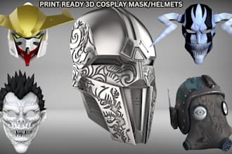 sculpt cosplay 3d anime mask, cosplay 3d mask, oni mask, 3d helmet for 3d print