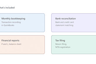 do your monthly bookkeeping in quickbooks and tax filing