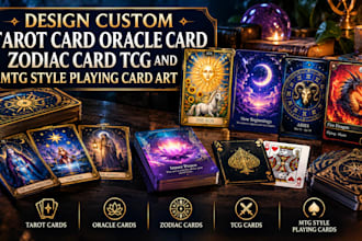 design custom tarot card oracle card zodiac card tcg style and playing card art