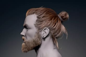 create 3d  metahuman hair, 3d hair unreal hair,  realistic 3d hair
