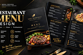 design a professional restaurant food menu