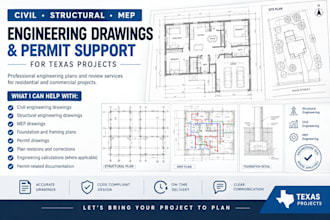 provide a civil and structural engineer mep stamp permit approval for texas