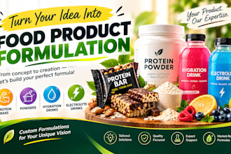 formulate food product, protein bars, powder, hydration drink, electrolyte drink