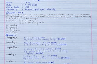 write neat handwritten assignments for aiou and students