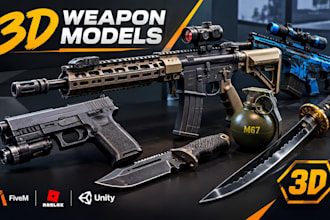 create 3d weapon models and game ready assets for fivem and roblox