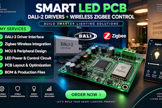 design smart led pcb to connect dali 2 drivers with wireless zigbee control