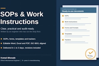 create sops, policies, work instructions and templates