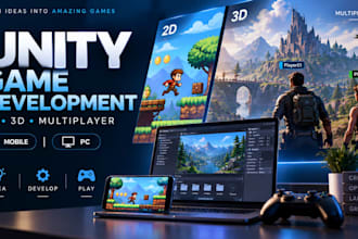 develop unity 2d 3d multiplayer games for mobile and PC